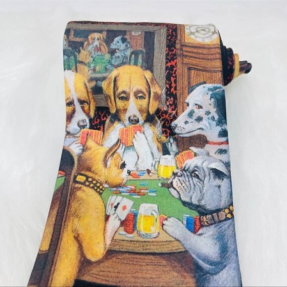 Ralph Marlin Men's Dogs Playing Poker Vintage 90's Necktie Artwear USA Made - Picture 3 of 9